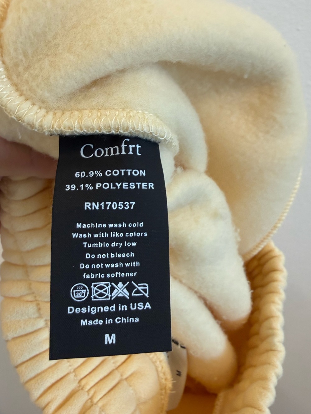 Comfrt Women's Pastel Collection Yellow Fleece Straight Lag Sweatpants Med Comfy - Picture 7 of 7